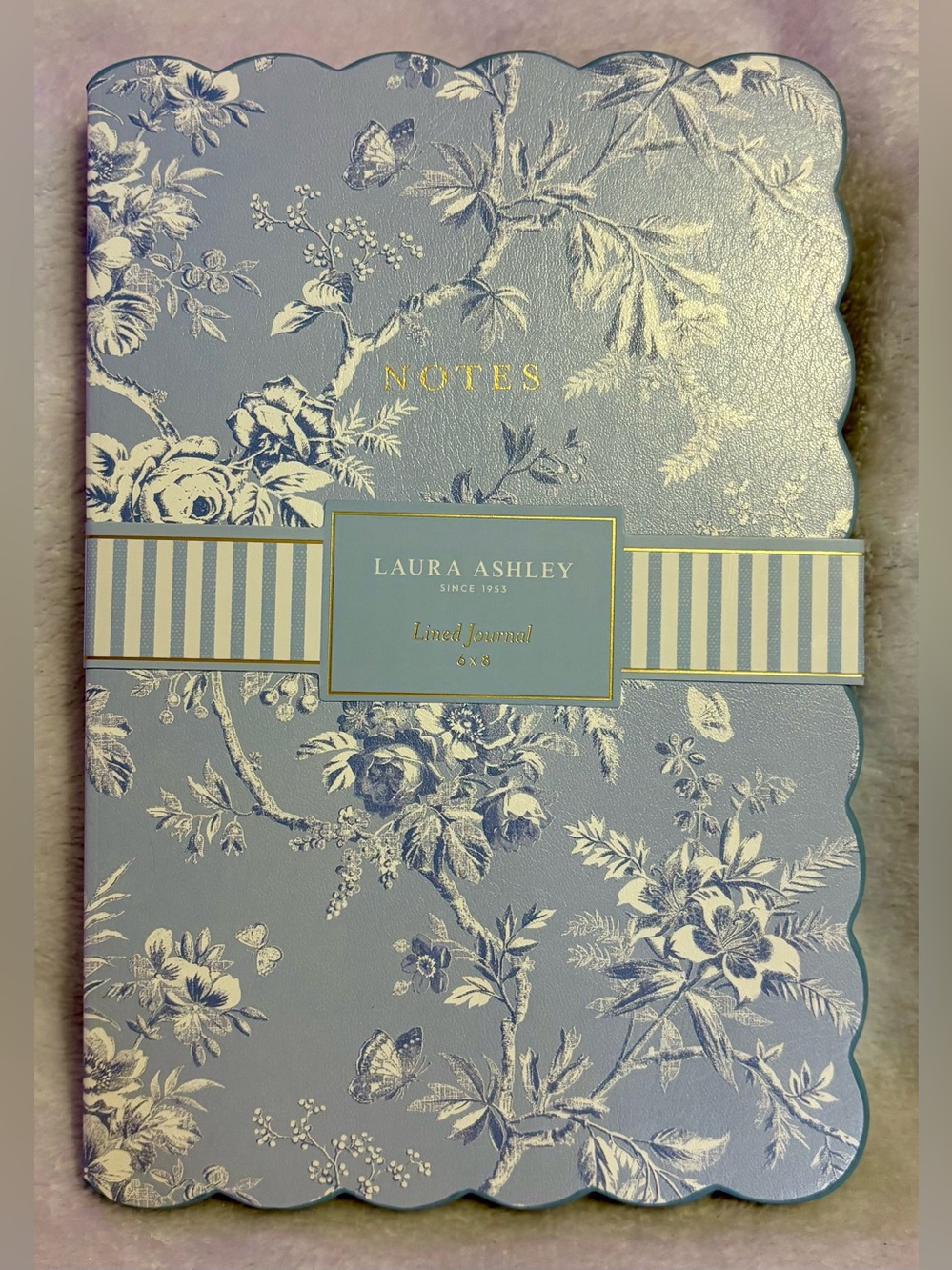 Laura Ashley Light Blue Floral Lined Journal with Gold Accents